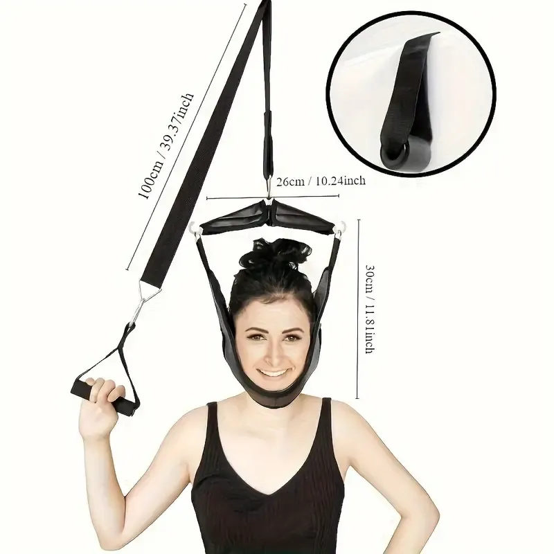 Portable Neck Traction Device with Handle, Door Mounted Neck Brace for Pain Relief, Uncharged Neck Decompression Equipment for Muscle Relaxation, Suitable for Office and Home Use, Universal Fit, No Battery Required