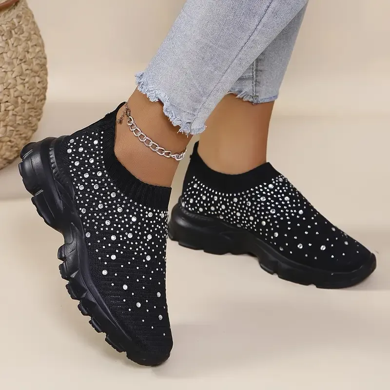 Ladies Casual Slip-On Sneakers with Random Embroidery