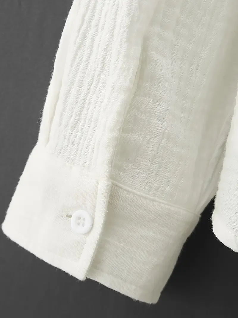 Men's Solid Color Casual Stand Collar Button-Up Shirt For Casual Daily Wear, Spring Summer Autumn