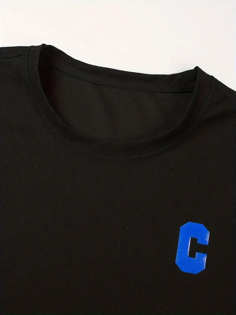 Men's Casual Sportswear Set, Fashionable Versatile Two-Piece Outfit With Blue Accents, Short Sleeve T-shirt And Shorts Combo