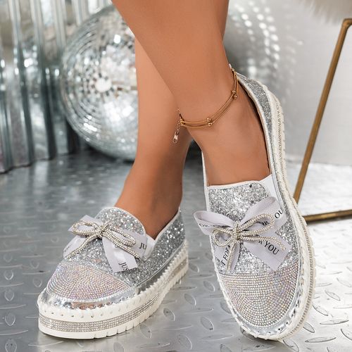 Women's slip-on loafers rhinestone sports shoes