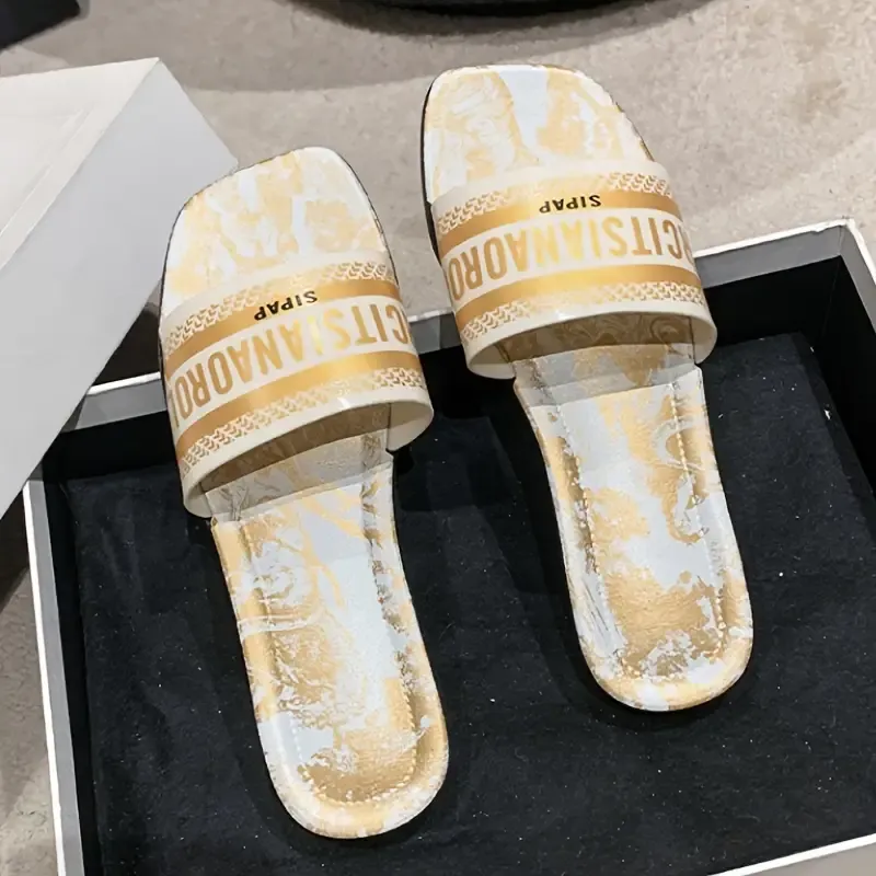 Honey Style Women's Slides - PVC Upper, Inner & Sole, Open Toe Slip-On Sandals with Glitter, All-Season Comfort, Hand Washable, Flat Heel, Exclusive Japan & South Korea Collection