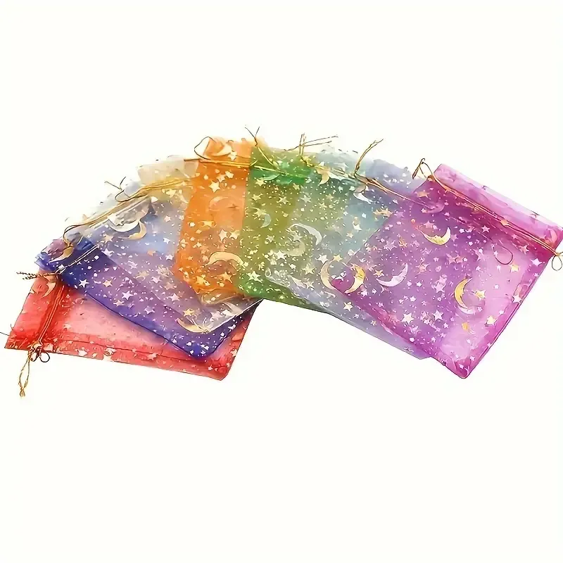 Moon Star Drawstring Organza Bag