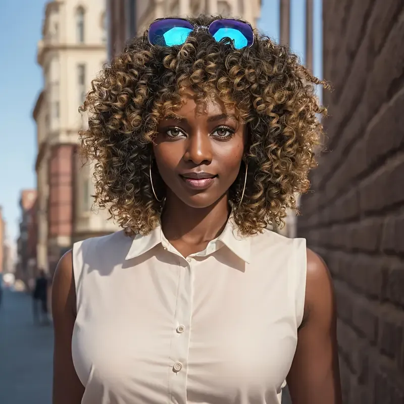 Elegant Afro Curly Kinky Wig for Women - 12-inch Short Spring Curl, High Temperature Fiber, 150% Density, Rose Net Cap, Synthetic Hairpiece, Suitable for African Ladies