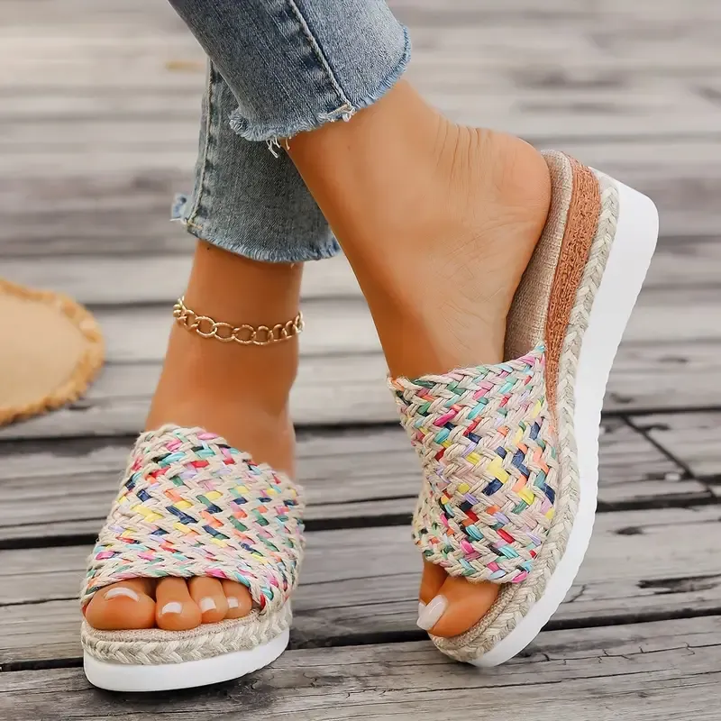 Mid Heel Platform Wedge Sandals