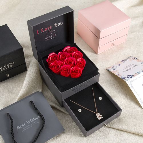 Eternal Flower Drawer Gift Box Rose Box Necklace Ring Jewelry Box Valentine's Day birthday package