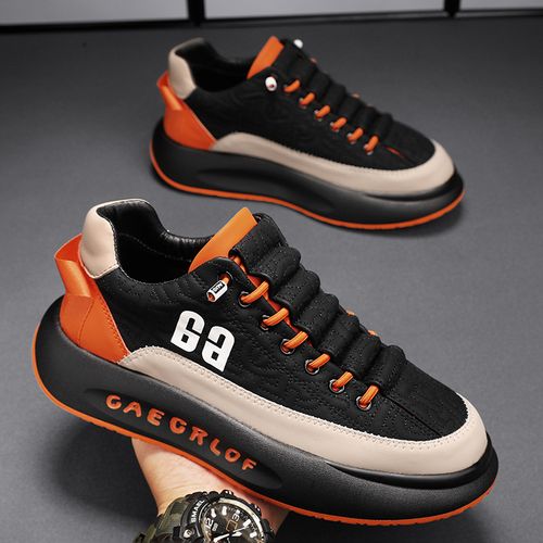 Men's Trendy Street Style Chunky Shoes, Comfy Non Slip Lace Up Durable Soft Sole Sneakers For Men's Outdoor Activities