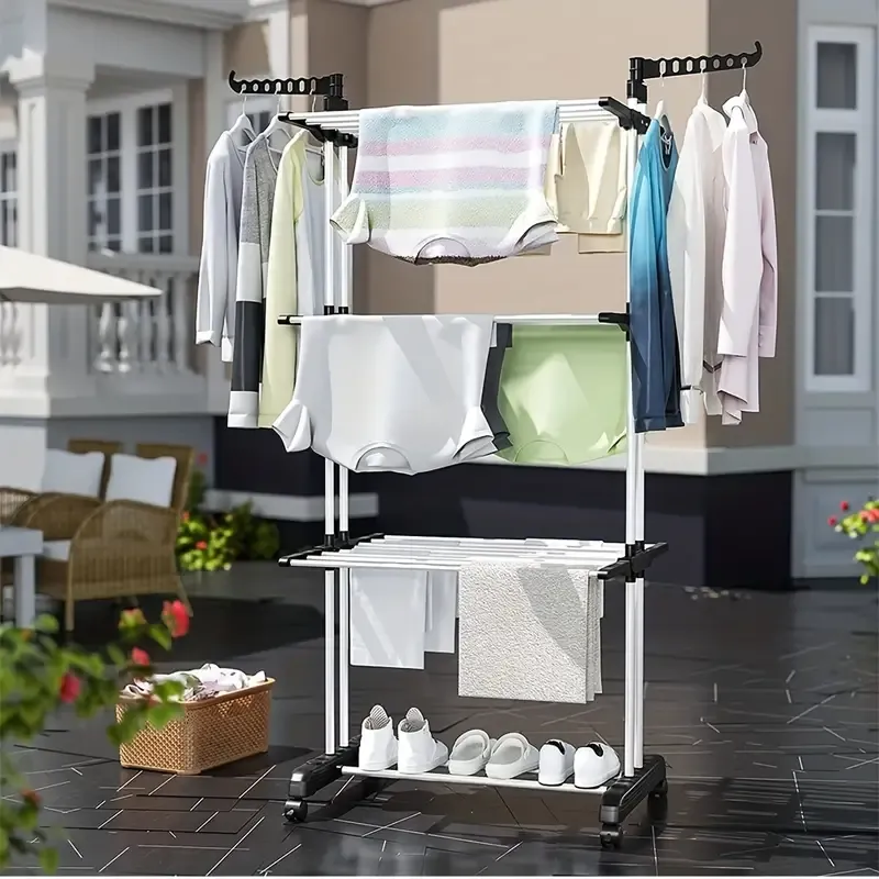 3 Tier Foldable Clothes Drying Rack Airer Folding Hanger Multi-Functional Stand