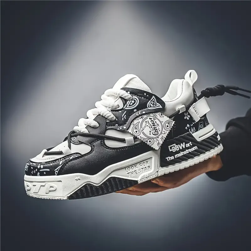 Paisley Pattern Trendy Double Shoelace Skate Shoes