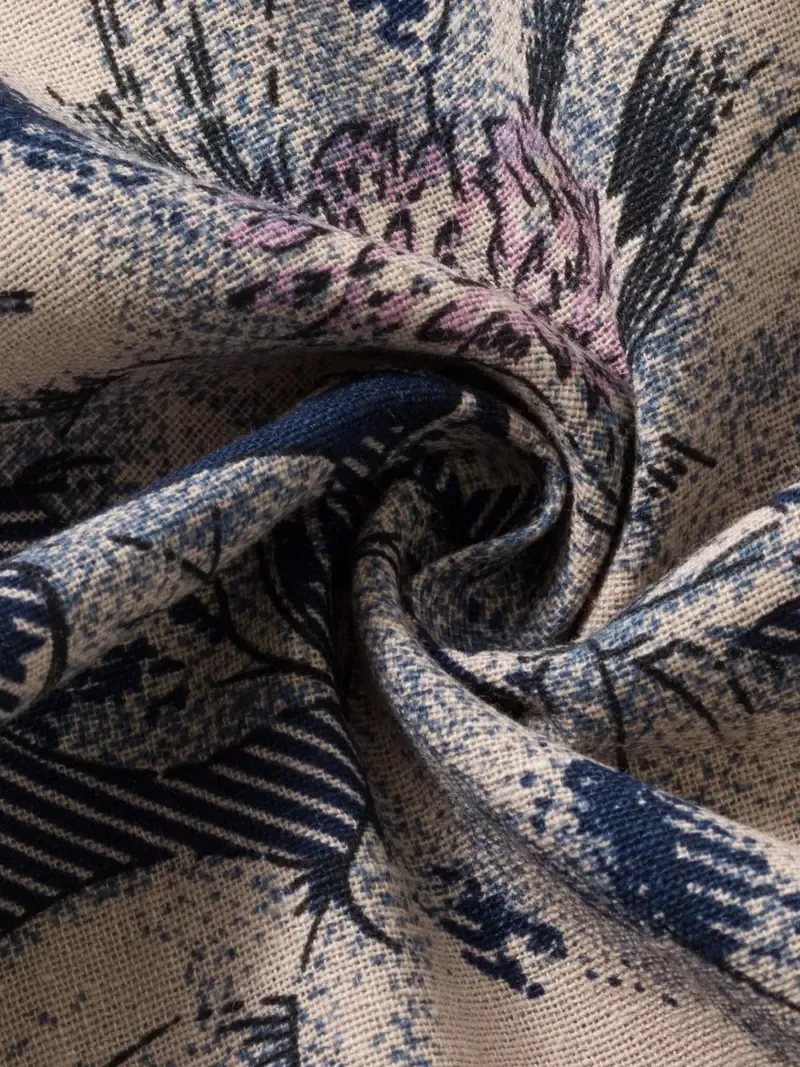 Vibrant Floral Print Henley Shirt