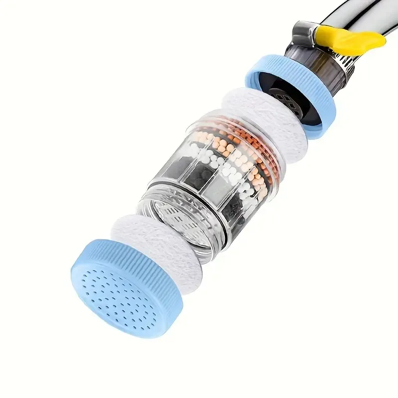 Musurjoy 5pc Kitchen Tap Water Filter, Activated Carbon Filter for Chlorine, Fluoride, Heavy Metals, Universal Fit for Home Kitchen Bathroom, No Power Required, Plastic Material, Ideal for Christmas Halloween Gift