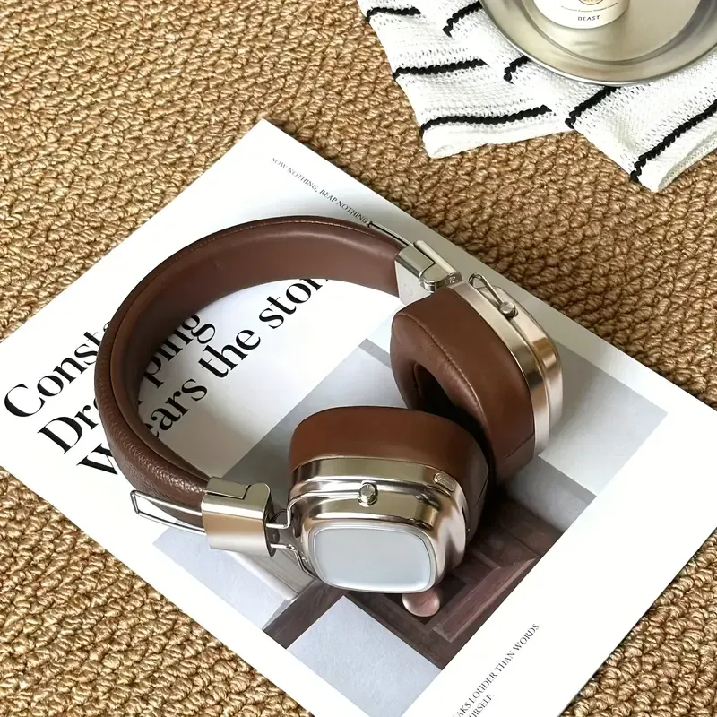 Wireless 5, 4 Headphones, Vintage-Style, Newly Upgraded, Long Battery Life, Ultra-Lightweight, Comfortable to Wear, Push Button Control,