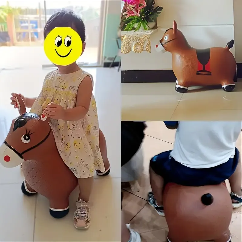 Sustainable Inflatable Bouncy Horse Playset For Youngsters - Durable PVC, Tear-Resistant, Supports Up To 49.9KG - Perfect Outdoor Fun & Holiday Gift With Pump Included