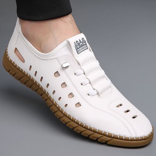 Men's summer thin, breathable and casual perforated leather shoes