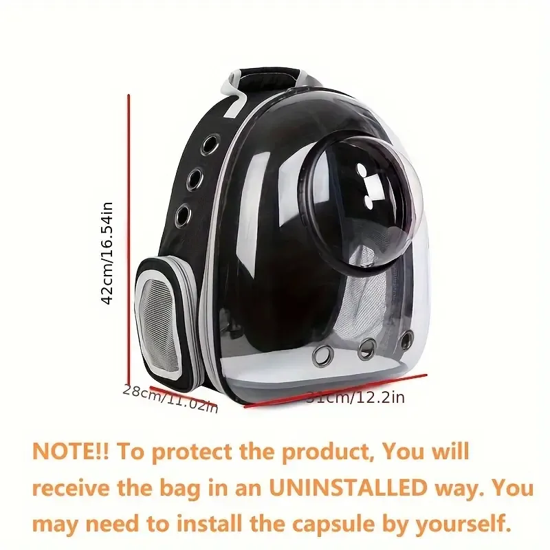1pc Pet Bag Transparent Cover Outdoor Dog And Cat Bag, Space Cover Side Opening Breathable Double Shoulder Pet Bag Cat Bag