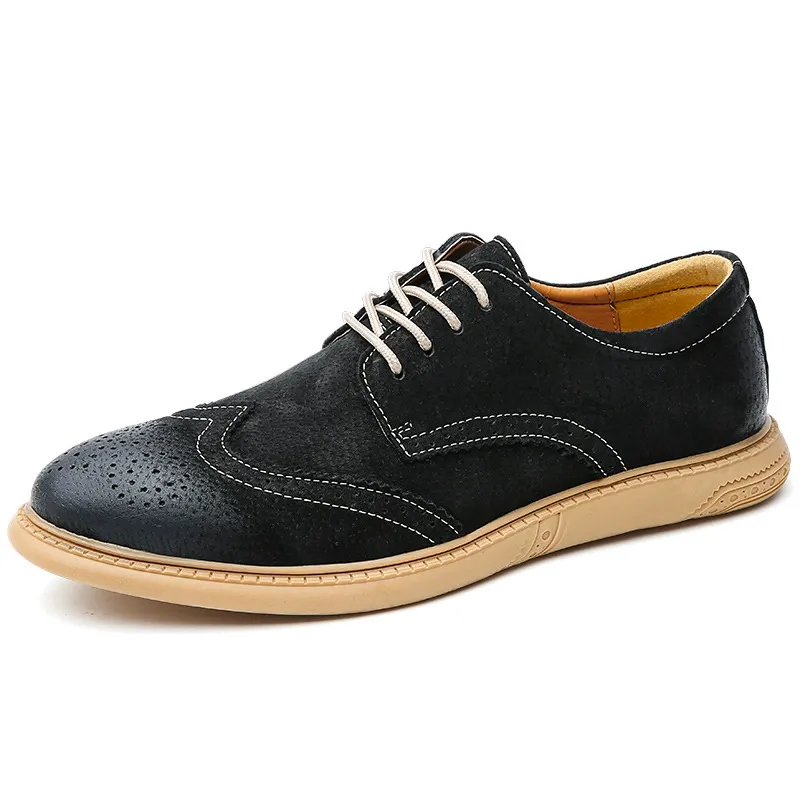 Large size new brogue casual leather shoes British style breathable casual shoes trendy shoes