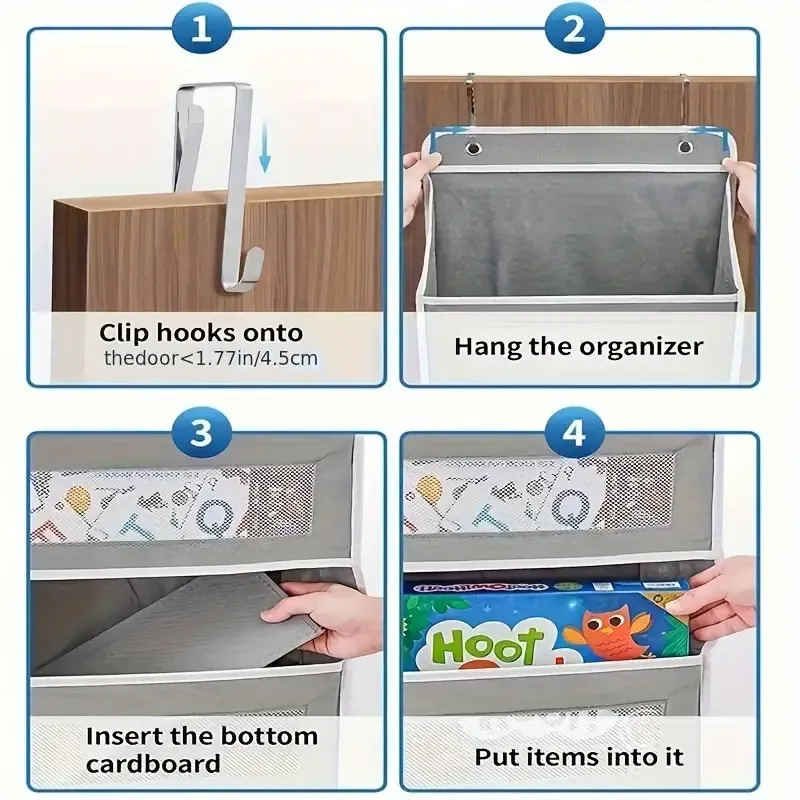 Over-the-Door Hanging Storage Organizer with 5 Shelves, Versatile Multi-Room Fabric Pocket Wardrobe for Bedroom, Bathroom, Pantry – Durable Hook System for Doors up to 4.5cm Thick, Ideal for Tweens 12-14 Years – Space-Saving Closet Solution