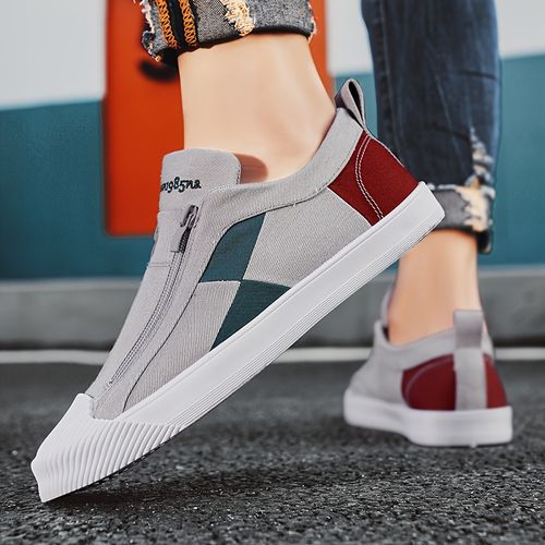 Men's Shoes With Good Grip, Zip-up Sneakers, Men's Footwear
