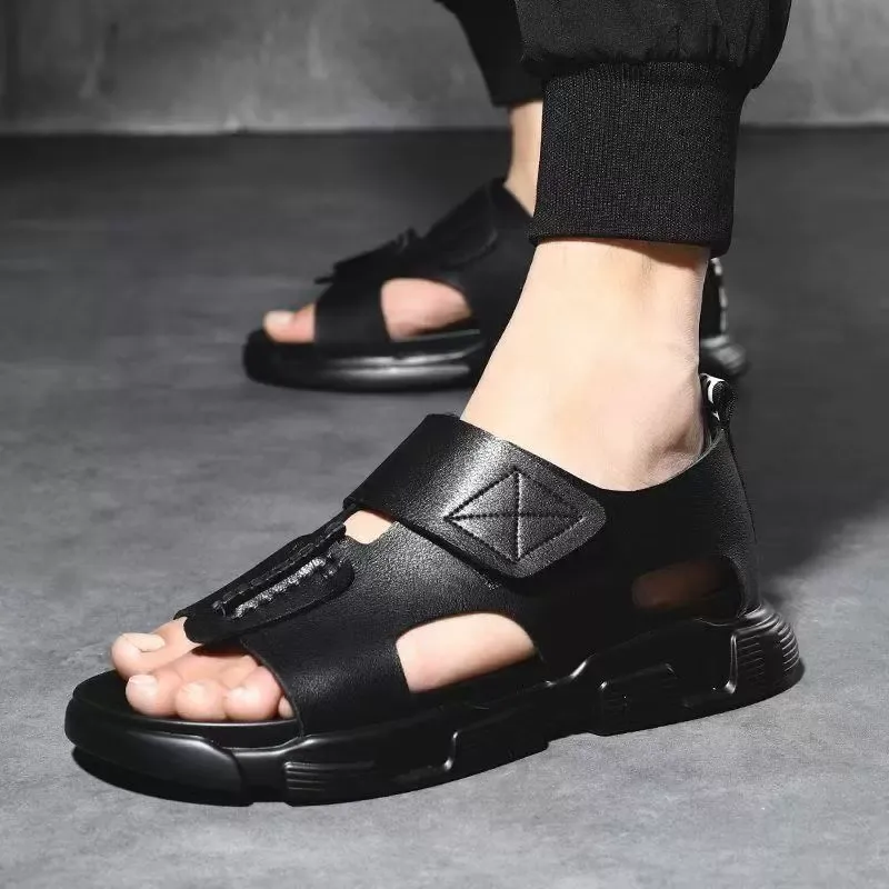 Trendy and versatile casual men's genuine leather Roman sandals