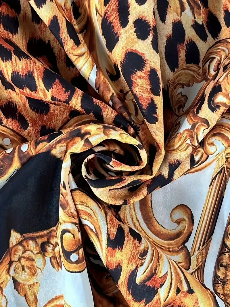 Vintage Baroque Style Pattern Men's Long Sleeve Lapel Shirt, Spring Fall, Party Banquet