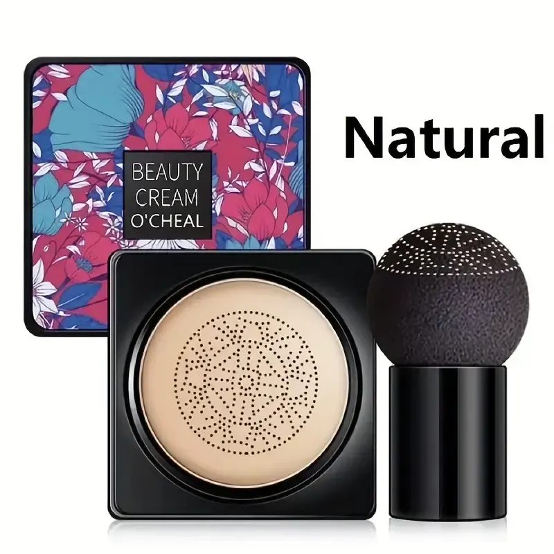 Flawless BB Cream Foundation with Mushroom Head Air Cushion - Lightweight, Full Coverage, Long-Lasting Moisture & Oil Control, Natural Nude Look