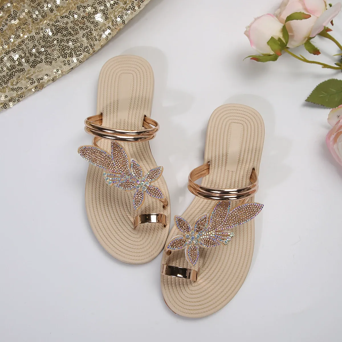 Maple Leaf Strappy Sandals with Anti-Slip Soft Bottoms and Comfortable Design for Beach Use