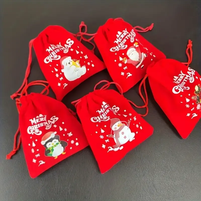 Christmas Velvet Drawstring Gift Bags