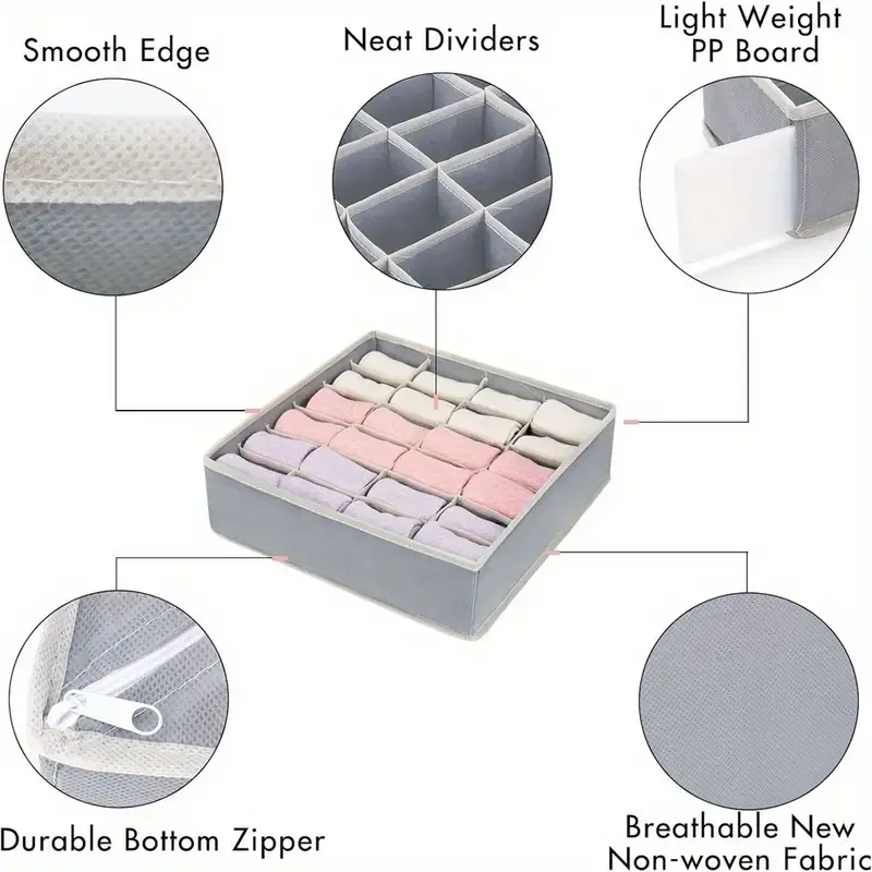 1 Pc Wardrobe Socks Storage Bag With Grids, Versatile Space Saving Container, Multifunctional Underwears, Ties Organizer