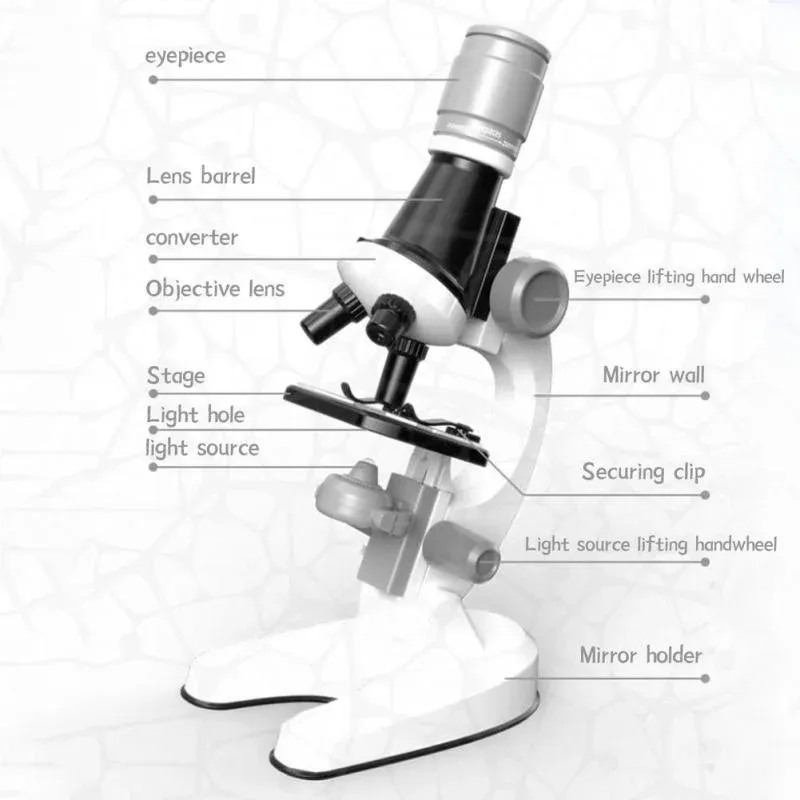 Microscope Kit Lab LED 100X 400X 1200X Home School Educational Toy Gift Refined Biological Microscope For Kids Child Gifts Toys