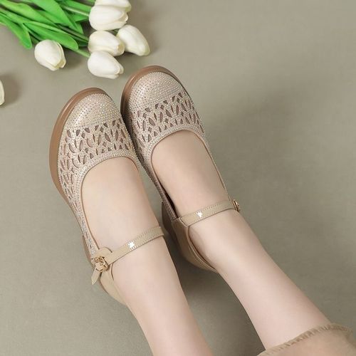 Genuine leather hollow mesh cape sandals f