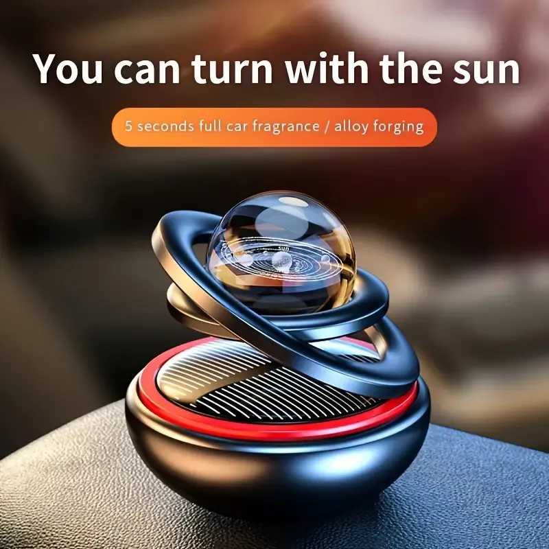 Creative Solar Rotating Car Aroma Ornaments Car Interior Decoration With Solid Car Perfume Aroma Tablets Car Air Freshener