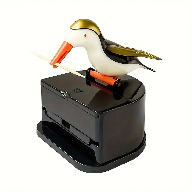 1pc Cute Woodpecker Toothpick Dispenser - Automatic Pop-Up Bird-Shaped Toothpick Holder, Durable ABS Resin, Perfect for Home & Restaurant Decor