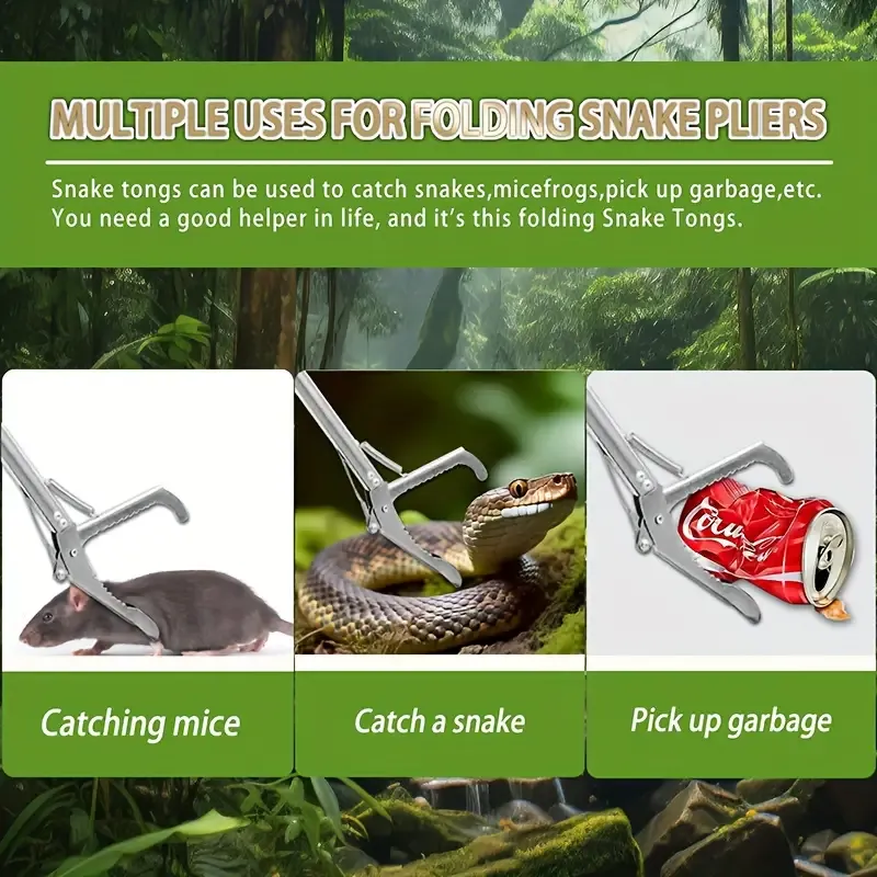 1pc  Professional Wide Jaw Snake Tong With Lock, Stainless Steel Heavy Duty Reptile Catcher, Suitable For For Outdoor, For All Kinds Of Serpent