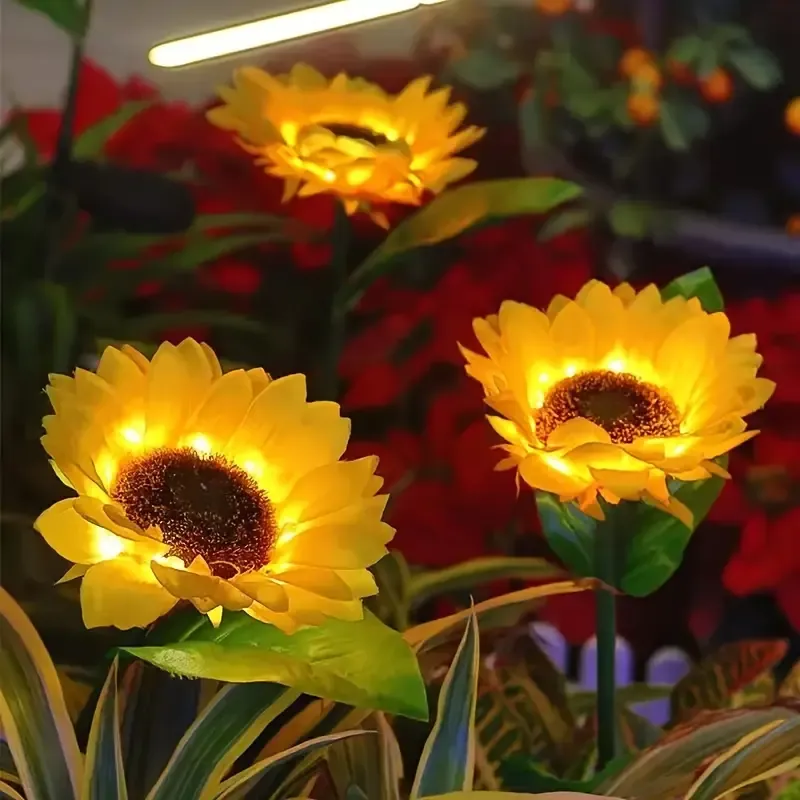 Solar-Powered LED Sunflower Garden Stake Light - Outdoor Landscape Decor, 600mAh Battery, Perfect for Summer & Fall