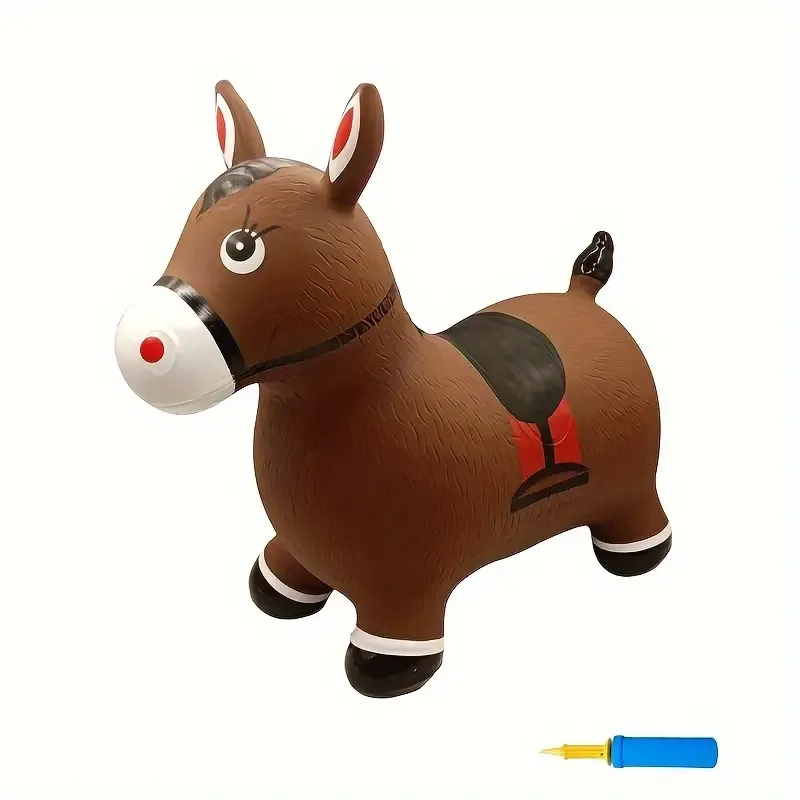Sustainable Inflatable Bouncy Horse Playset For Youngsters - Durable PVC, Tear-Resistant, Supports Up To 49.9KG - Perfect Outdoor Fun & Holiday Gift With Pump Included