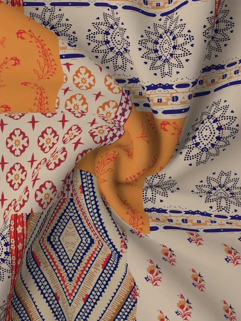 Vintage Casual Men's Patchwork Print Shirt - Plus Size, Adult, Men's, Spring Summer Autumn, Polyester, No Stretch, Regular Fit, Button Closure, Front Placket, Printed, Full Print, Serged, Polyester Fabric, Adult Men, No Stretch, Regular Fit, Button Closure, Front Placket, Printed, Full Print, Serged, Polyester Fabric