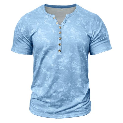 Amazon popular men's henley short-sleeved t-shirt