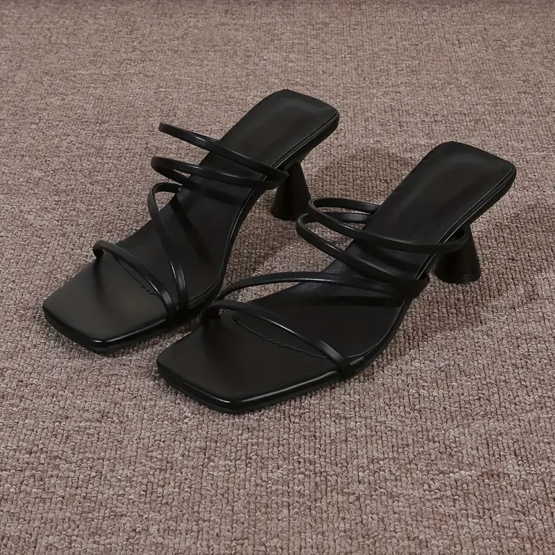 Women's Solid Color Stiletto Heels, Fashion Square Toe Dress Pumps, Stylish Beach Sandals