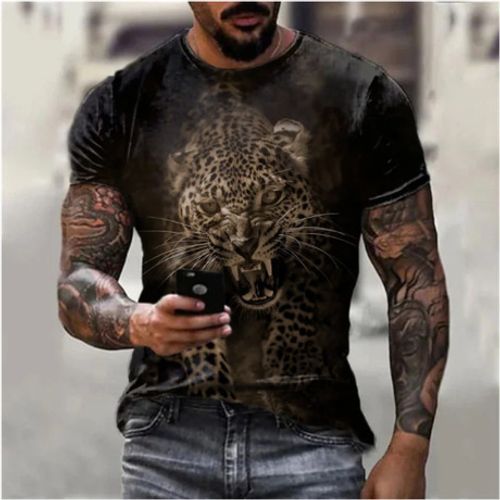 3D full print heat transfer T-shirt for men high quality loose textured short sleeve