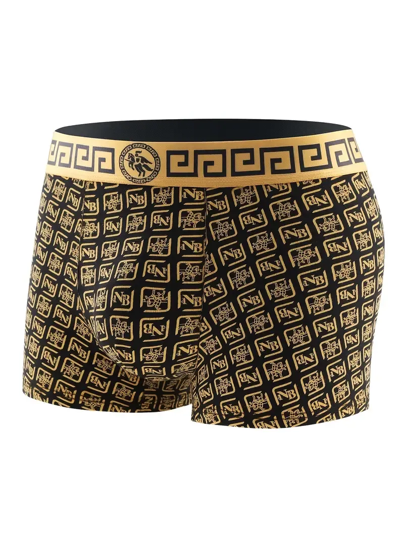 Luxury Black Golden Print Boxer Briefs