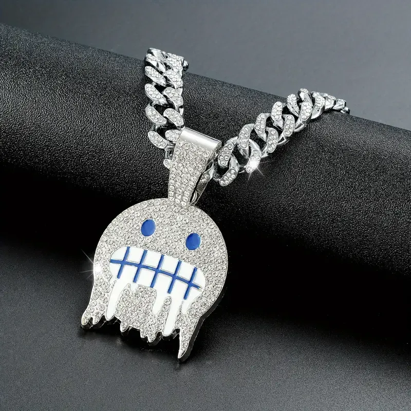 Women's Hip Hop Frozen Drop Pendant Jewelry Necklace Punk Unisex Rhinestones Jewelry Party Favors