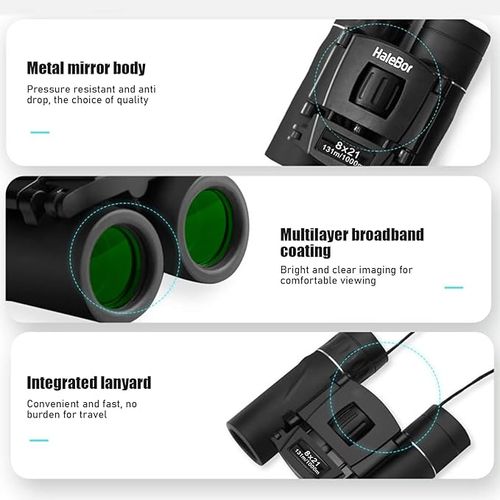 8x21 Binoculars for Adults and Kids Folding Compact Lightweight Small Binoculars for Bird Watching Hiking Travel Concerts Mini for Hiking (Black, One Size)
