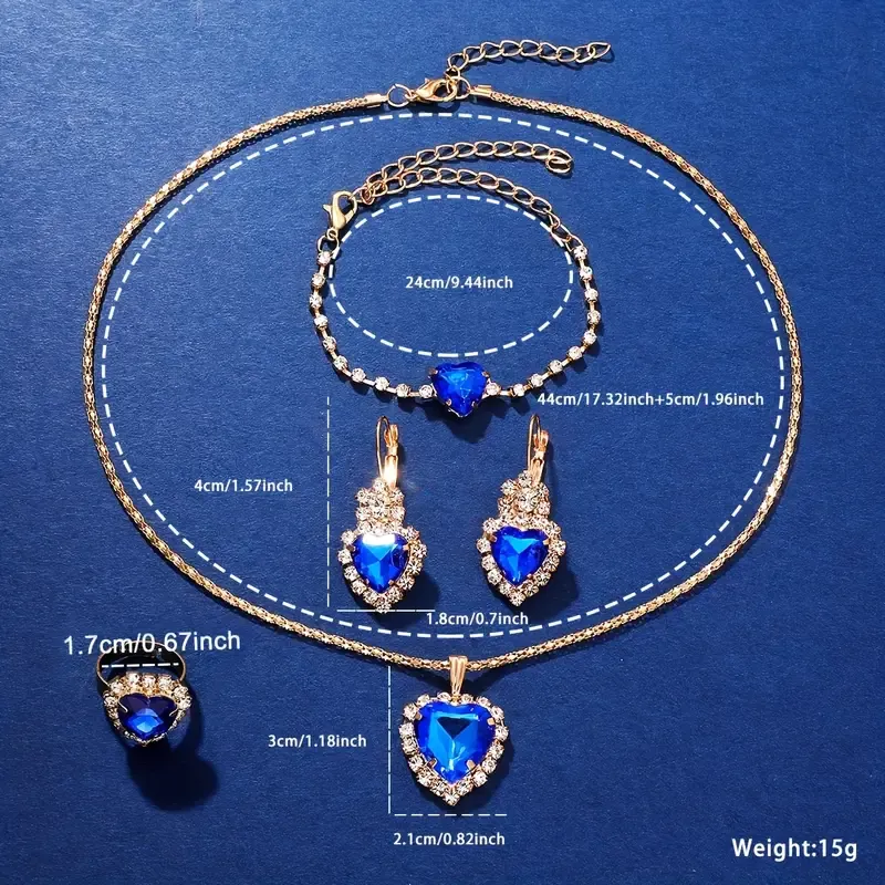 6 piece diamond watch and gemstone jewelry set