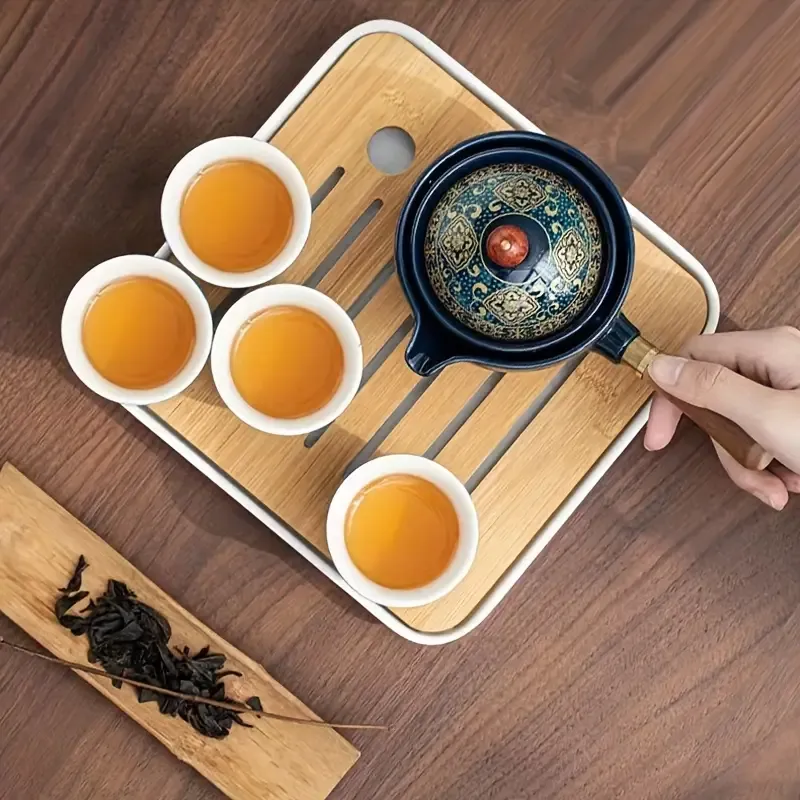 1 Set, Household Tea Set, Creative Porcelain Tea Set, Reusable Ceramic Tea Set, Outdoor Portable Tea Set, Porcelain Teaware For Travel, VintageTea Pot, Creative Tea Cups