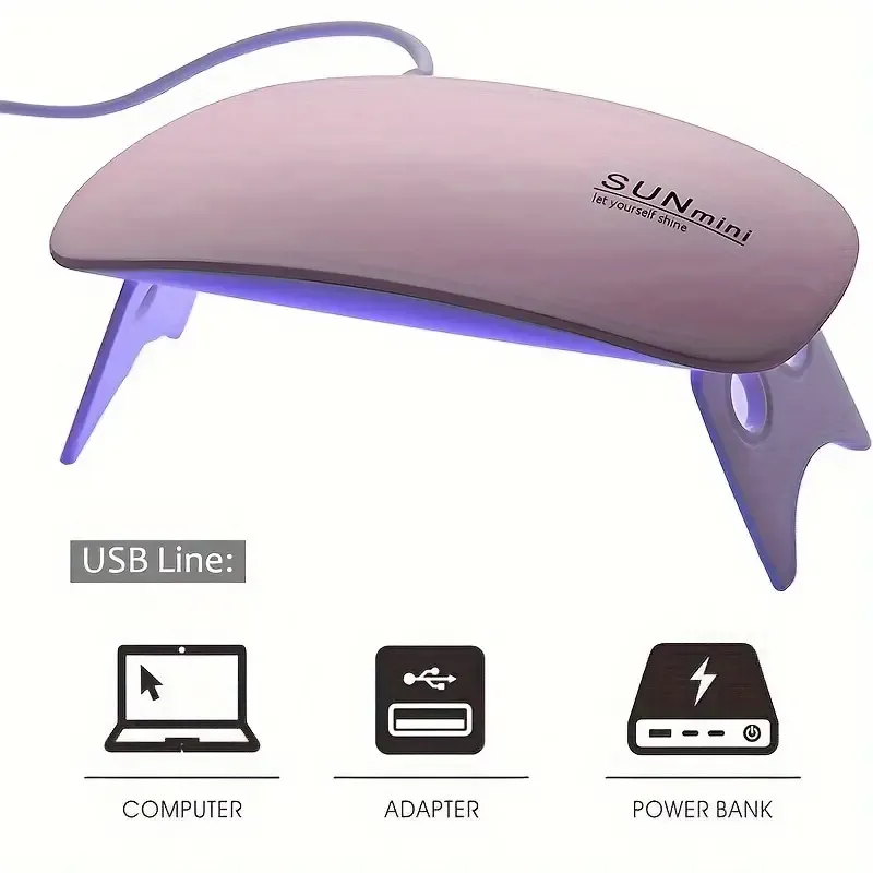 Mini Nail Dryer UV LED nail Lamp Micro USB Gel Varnish Curing Machine Nail Art Equipment 3LEDS Beads Manicuring Nail Tool