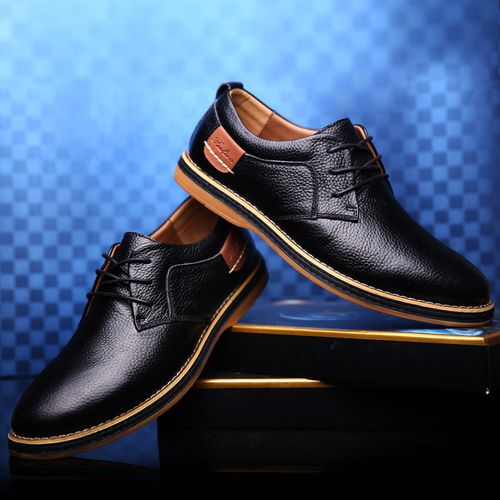 Premium Solid Color Lace-Up Casual Shoes