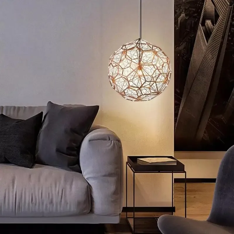 Contemporary Metal Pendant Light, 25cm, Modern Indoor Ceiling Fixture, Golden Bronze Chandelier Lighting for Home Decor