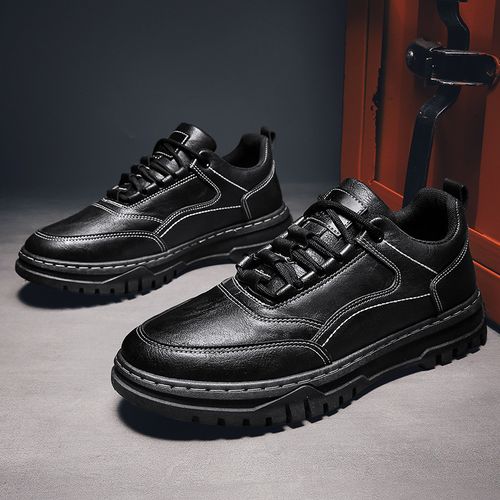 Men's casual black leather shoes trendy sports shoes