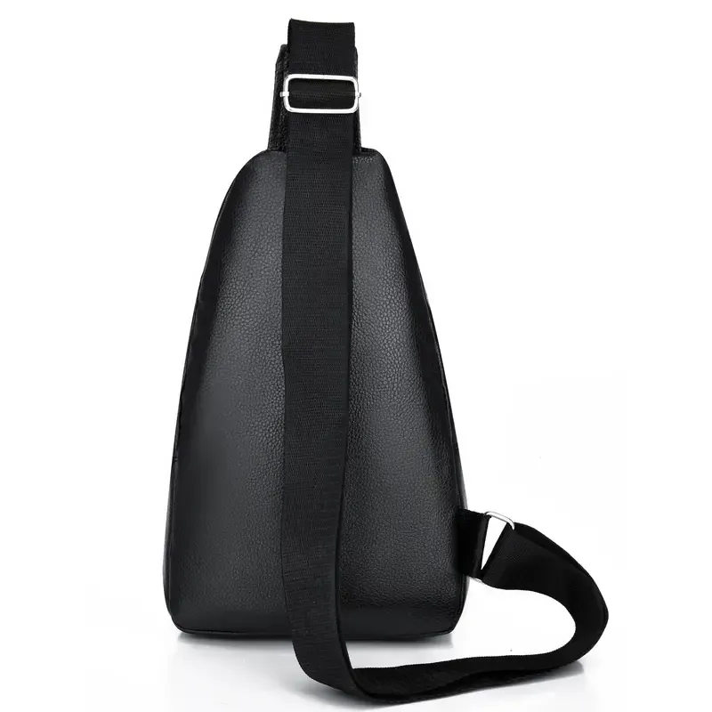 1pc Men's PU Leather Shoulder Bag, Crossbody Crocodile Pattern Waterproof Outdoor Travel Chest Bag