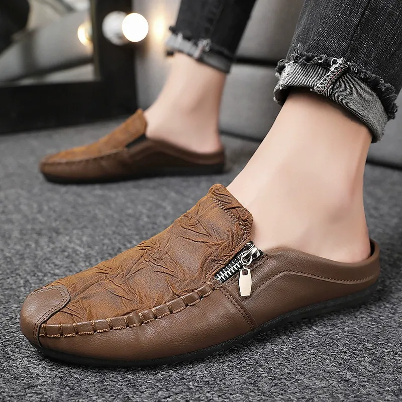Men's casual lazy bag with breathable fabric and no unpleasant odor, cool leather shoes